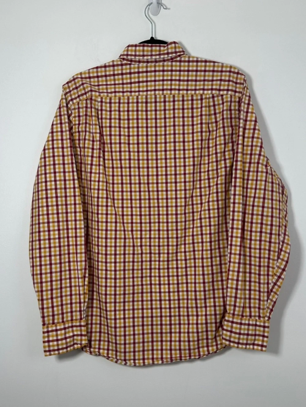 J.Crew Men's Size Small Long-Sleeve Button-Down Shirt Red/Gold Checkered Plaid